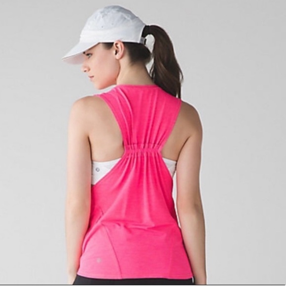 Lululemon In A Cinch Tank Top Heathered Neon Pink Size 8 - Picture 8 of 13